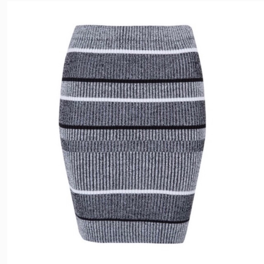 T by Alexander Wang rib knit black white pencil skirt size S - Picture 2 of 10